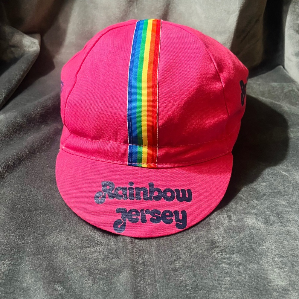 Rainbow Jersey Cycling Cap Pink Rainbow Stripe Made Pride Unisex